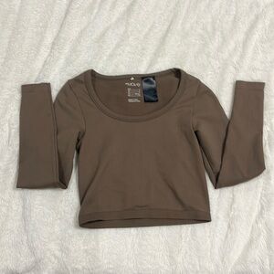 Espresso Brown, Long sleeve Crop Top